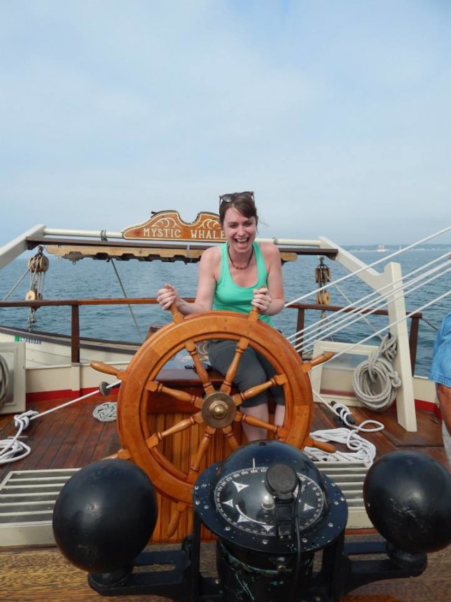 me driving the Mystic Whaler