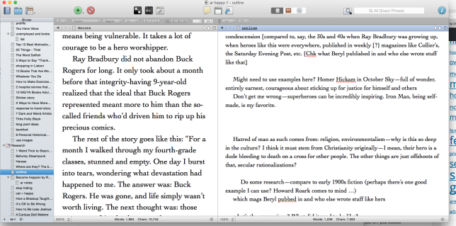 Scrivener split screen
